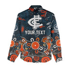 Personalized Carlton Blues Women Casual Shirt Aboriginal Dot Painting Graffiti Style