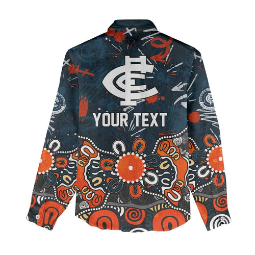 Personalized Carlton Blues Women Casual Shirt Aboriginal Dot Painting Graffiti Style