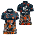 Personalized Carlton Blues Women Polo Shirt Aboriginal Dot Painting Graffiti Style