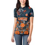 Personalized Carlton Blues Women Polo Shirt Aboriginal Dot Painting Graffiti Style