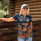 Personalized Carlton Blues Women Polo Shirt Aboriginal Dot Painting Graffiti Style