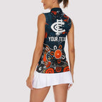 Personalized Carlton Blues Women Sleeveless Polo Shirt Aboriginal Dot Painting Graffiti Style