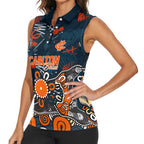Personalized Carlton Blues Women Sleeveless Polo Shirt Aboriginal Dot Painting Graffiti Style