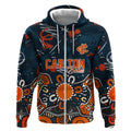 Personalized Carlton Blues Zip Hoodie Aboriginal Dot Painting Graffiti Style