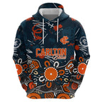Personalized Carlton Blues Zip Hoodie Aboriginal Dot Painting Graffiti Style