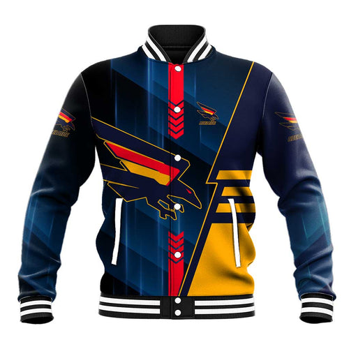 Personalized Adelaide Crows Baseball Jacket Modern Geometric Sports Graphic Style