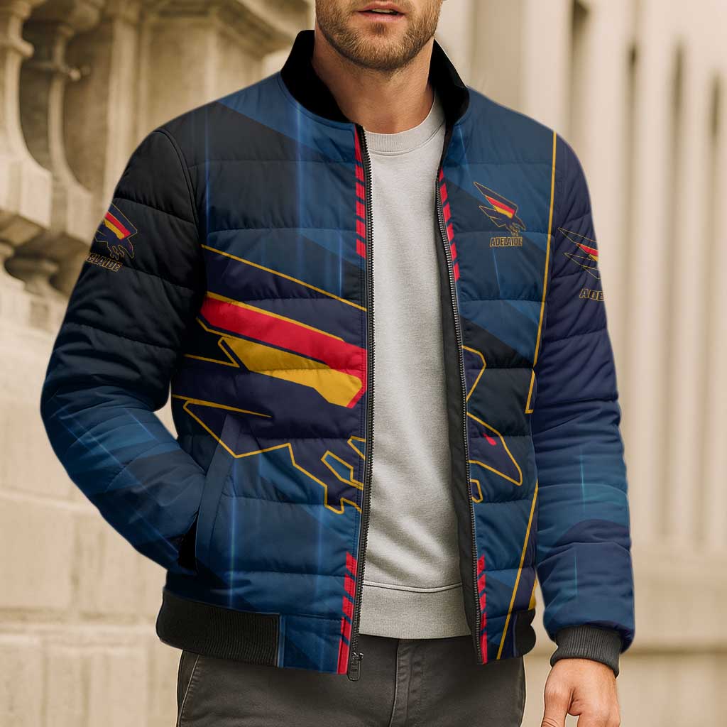 Personalized Adelaide Crows Bomber Puffer Jacket Modern Geometric Sports Graphic Style