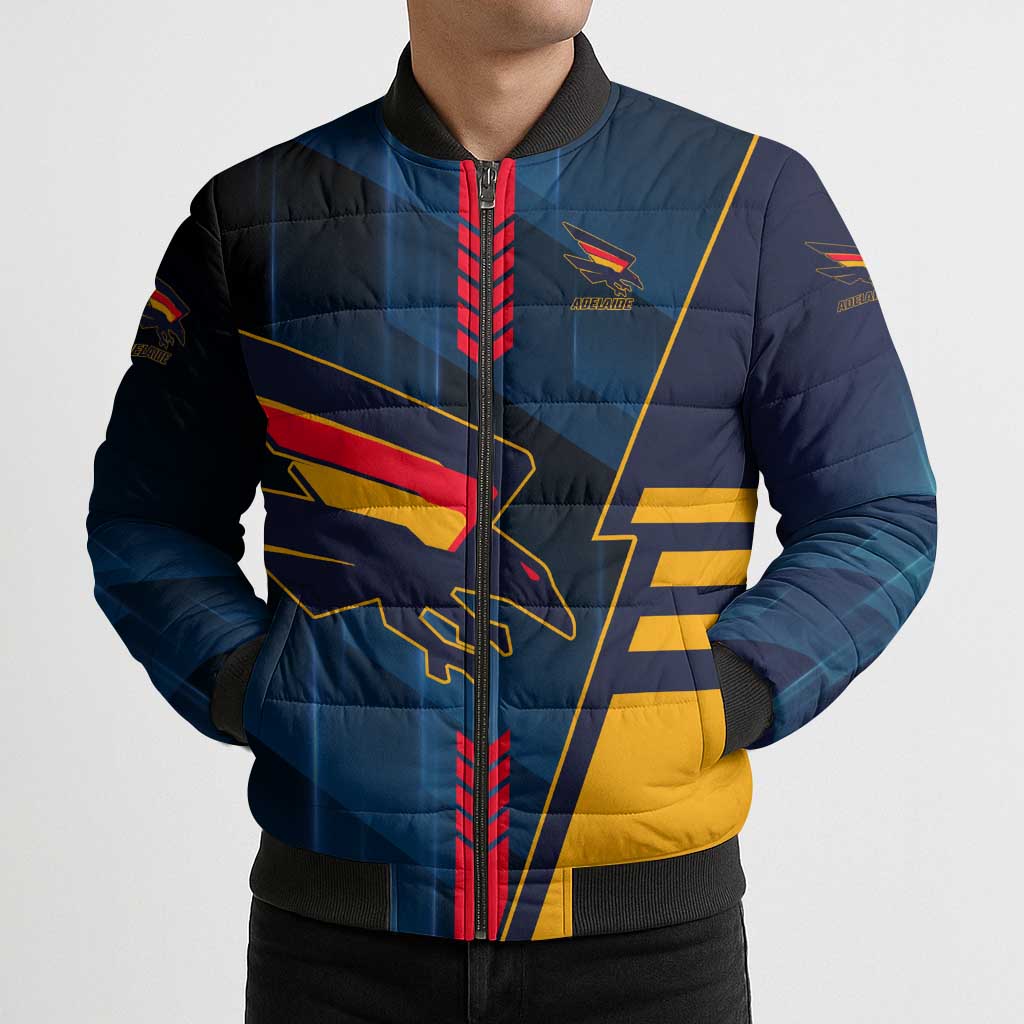 Personalized Adelaide Crows Bomber Puffer Jacket Modern Geometric Sports Graphic Style