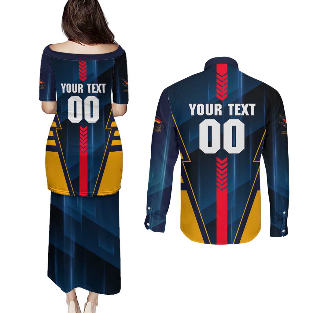 Personalized Adelaide Crows Couples Matching Puletasi and Long Sleeve Button Shirt Modern Geometric Sports Graphic Style