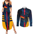 Personalized Adelaide Crows Couples Matching Summer Maxi Dress and Long Sleeve Button Shirt Modern Geometric Sports Graphic Style