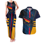 Personalized Adelaide Crows Couples Matching Tank Maxi Dress and Hawaiian Shirt Modern Geometric Sports Graphic Style