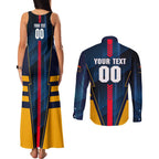 Personalized Adelaide Crows Couples Matching Tank Maxi Dress and Long Sleeve Button Shirt Modern Geometric Sports Graphic Style