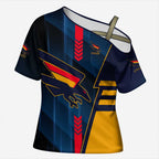 Personalized Adelaide Crows Cross Shoulder Shirt Modern Geometric Sports Graphic Style