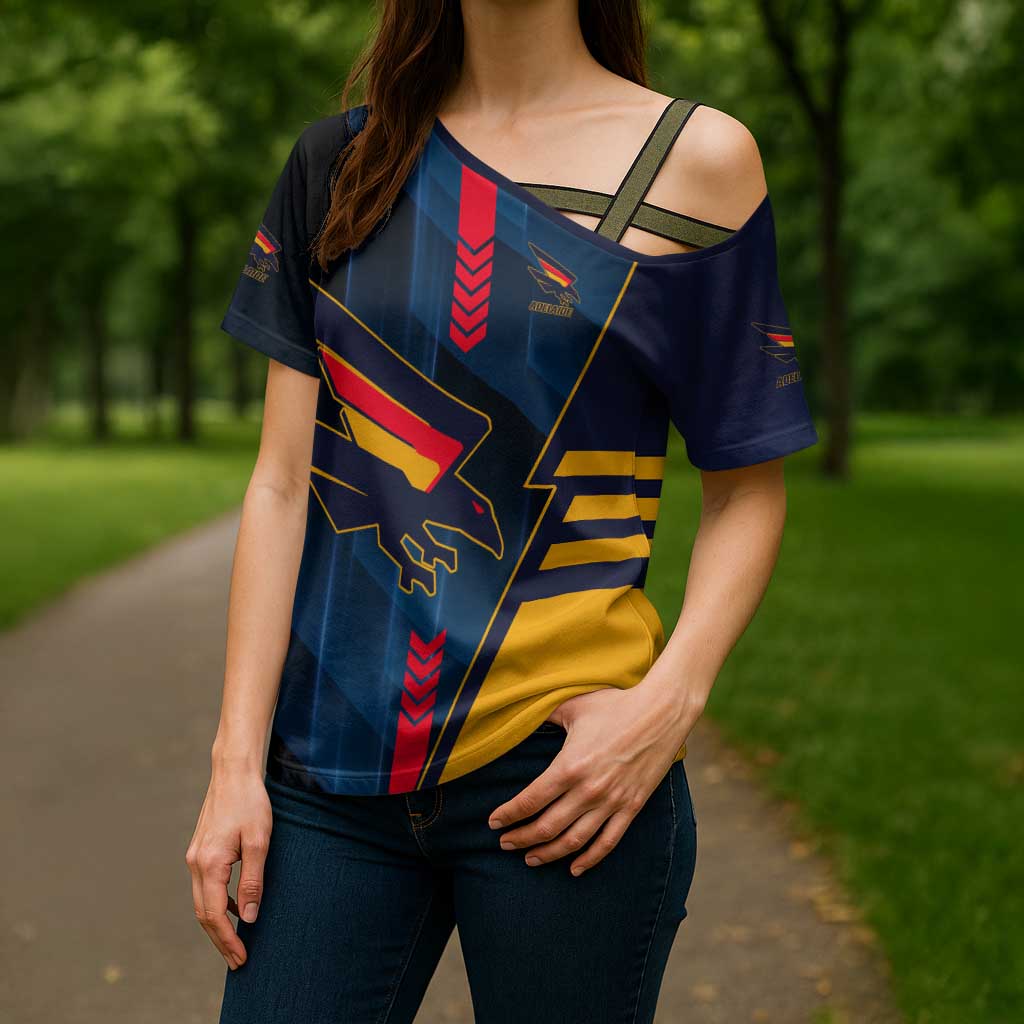 Personalized Adelaide Crows Cross Shoulder Shirt Modern Geometric Sports Graphic Style