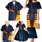 Personalized Adelaide Crows Family Matching Mermaid Dress and Hawaiian Shirt Modern Geometric Sports Graphic Style