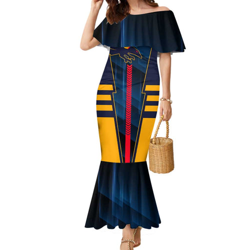 Personalized Adelaide Crows Family Matching Mermaid Dress and Hawaiian Shirt Modern Geometric Sports Graphic Style