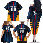 Personalized Adelaide Crows Family Matching Off The Shoulder Long Sleeve Dress and Hawaiian Shirt Modern Geometric Sports Graphic Style