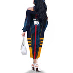 Personalized Adelaide Crows Family Matching Off The Shoulder Long Sleeve Dress and Hawaiian Shirt Modern Geometric Sports Graphic Style