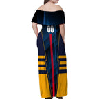 Personalized Adelaide Crows Family Matching Off Shoulder Maxi Dress and Hawaiian Shirt Modern Geometric Sports Graphic Style