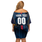 Personalized Adelaide Crows Family Matching Off Shoulder Short Dress and Hawaiian Shirt Modern Geometric Sports Graphic Style