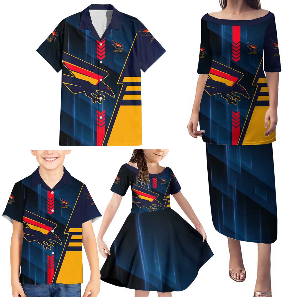 Personalized Adelaide Crows Family Matching Puletasi and Hawaiian Shirt Modern Geometric Sports Graphic Style