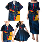 Personalized Adelaide Crows Family Matching Puletasi and Hawaiian Shirt Modern Geometric Sports Graphic Style