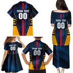 Personalized Adelaide Crows Family Matching Puletasi and Hawaiian Shirt Modern Geometric Sports Graphic Style