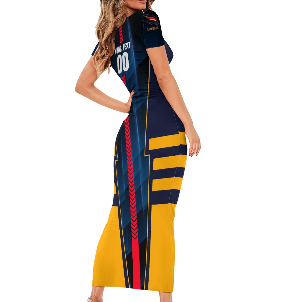 Personalized Adelaide Crows Family Matching Short Sleeve Bodycon Dress and Hawaiian Shirt Modern Geometric Sports Graphic Style