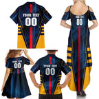 Personalized Adelaide Crows Family Matching Summer Maxi Dress and Hawaiian Shirt Modern Geometric Sports Graphic Style