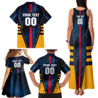 Personalized Adelaide Crows Family Matching Tank Maxi Dress and Hawaiian Shirt Modern Geometric Sports Graphic Style