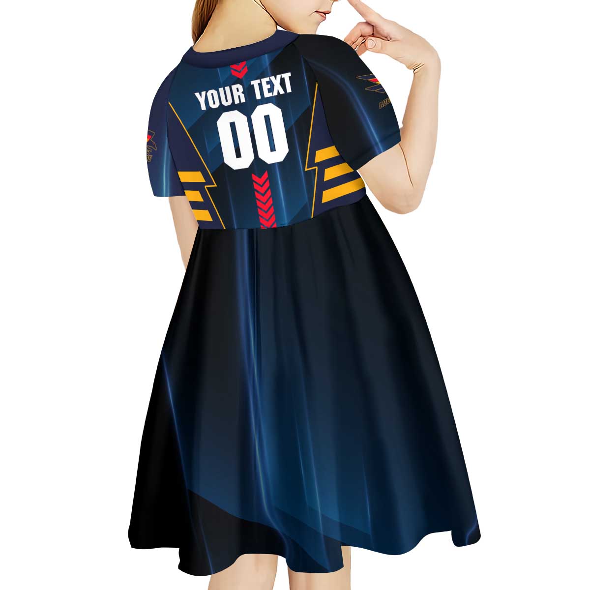 Personalized Adelaide Crows Kid Short Sleeve Dress Modern Geometric Sports Graphic Style