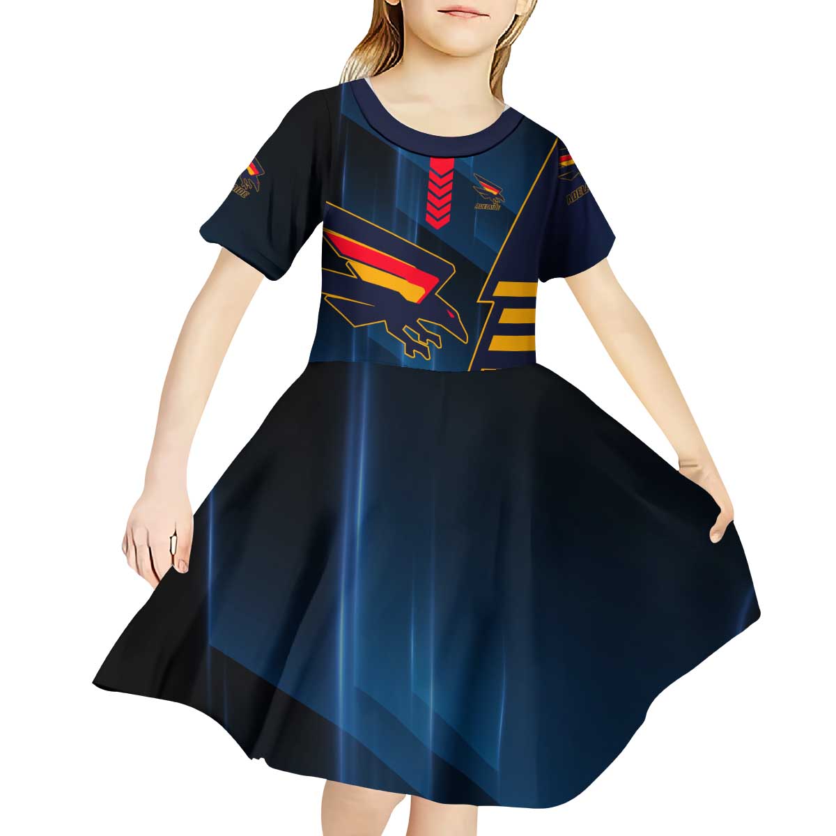 Personalized Adelaide Crows Kid Short Sleeve Dress Modern Geometric Sports Graphic Style