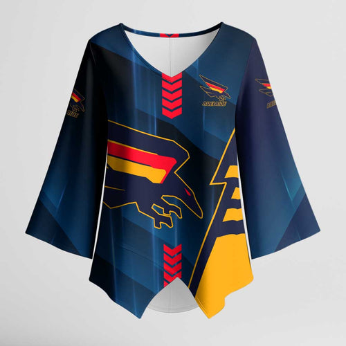 Personalized Adelaide Crows Kimono Sleeve Blouse Modern Geometric Sports Graphic Style