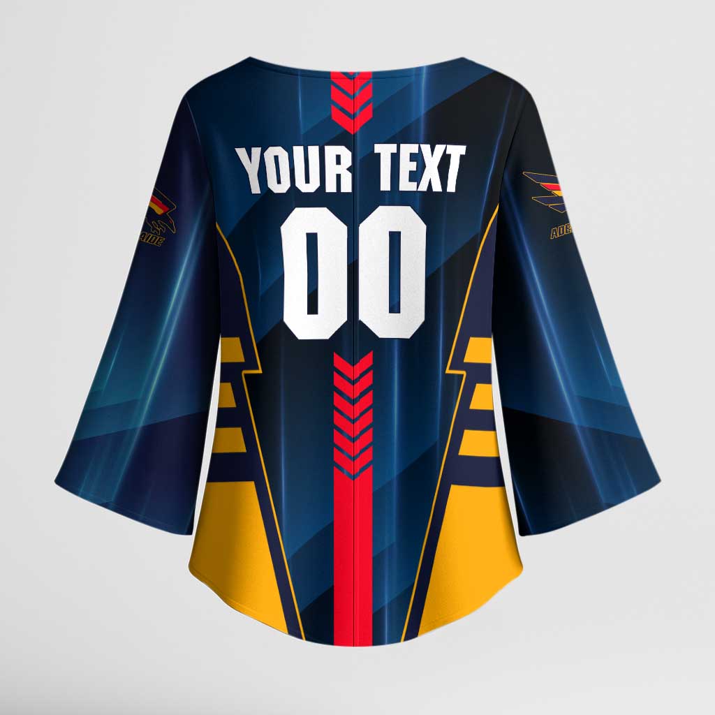 Personalized Adelaide Crows Kimono Sleeve Blouse Modern Geometric Sports Graphic Style