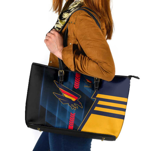 Adelaide Crows Leather Tote Bag Modern Geometric Sports Graphic Style