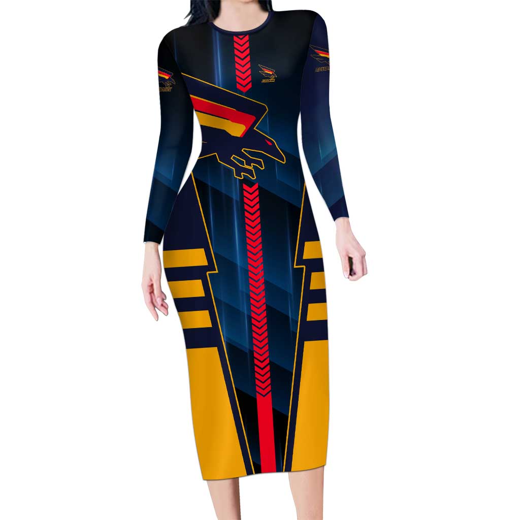 Personalized Adelaide Crows Long Sleeve Bodycon Dress Modern Geometric Sports Graphic Style