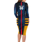 Personalized Adelaide Crows Long Sleeve Bodycon Dress Modern Geometric Sports Graphic Style