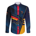 Personalized Adelaide Crows Long Sleeve Button Shirt Modern Geometric Sports Graphic Style