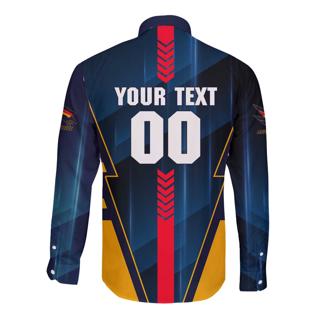 Personalized Adelaide Crows Long Sleeve Button Shirt Modern Geometric Sports Graphic Style