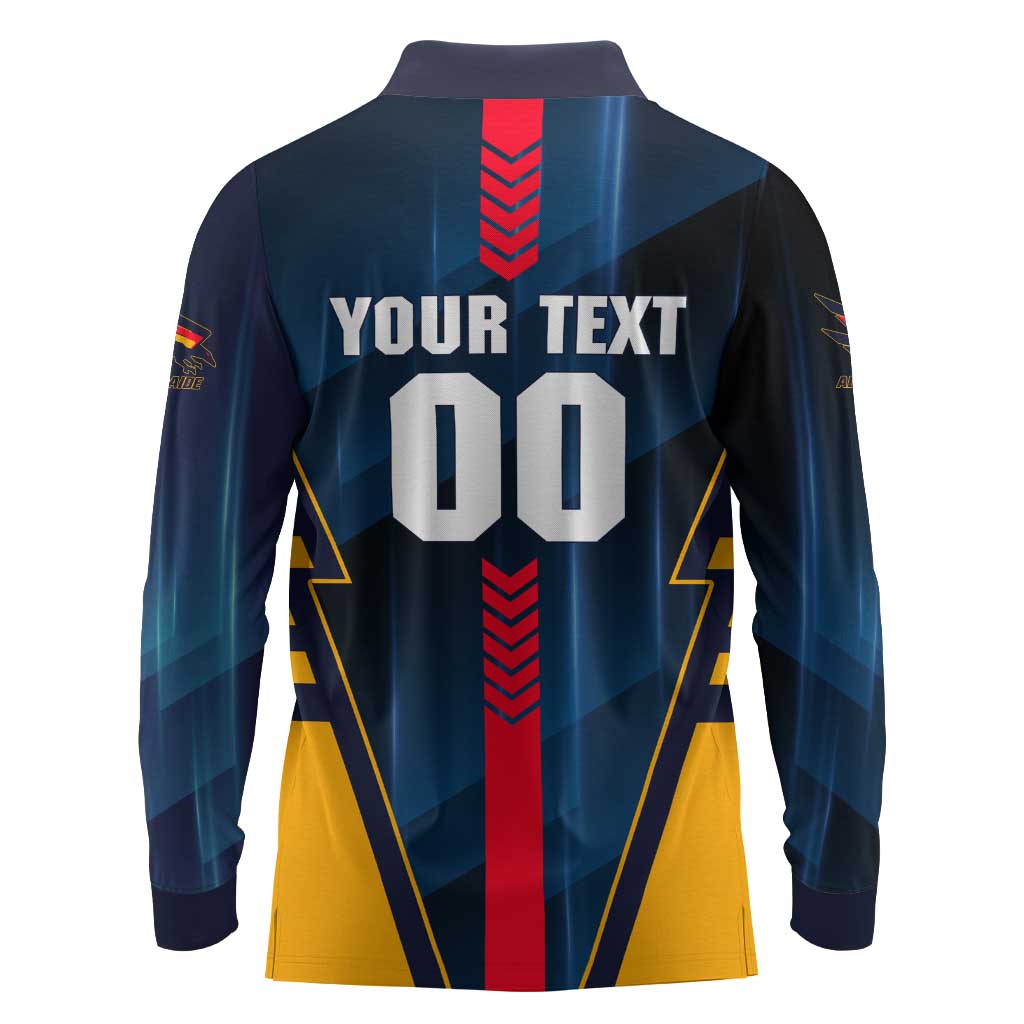 Personalized Adelaide Crows Long Sleeve Polo Shirt Modern Geometric Sports Graphic Style