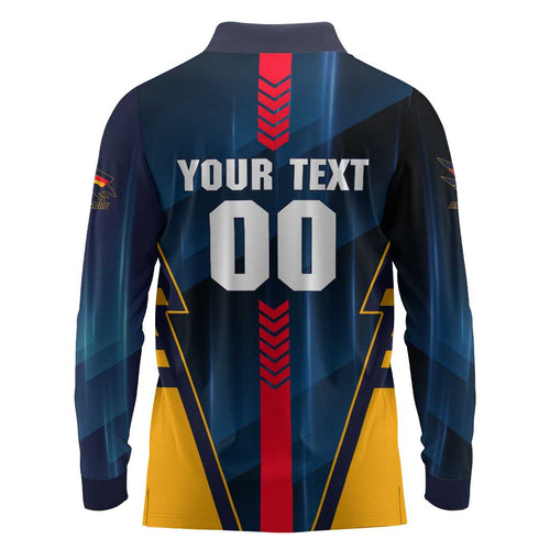Personalized Adelaide Crows Long Sleeve Polo Shirt Modern Geometric Sports Graphic Style