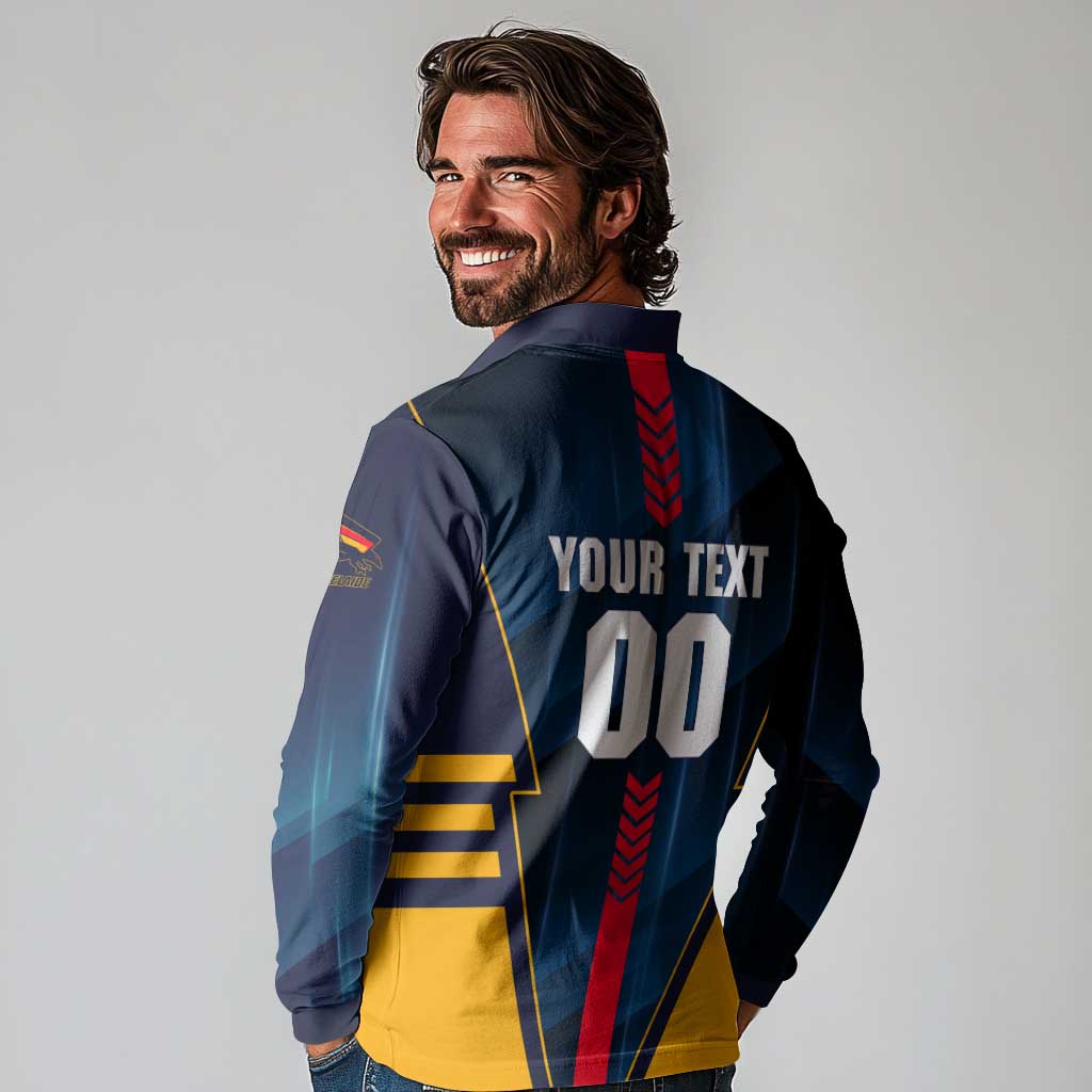Personalized Adelaide Crows Long Sleeve Polo Shirt Modern Geometric Sports Graphic Style