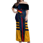 Personalized Adelaide Crows Off Shoulder Maxi Dress Modern Geometric Sports Graphic Style