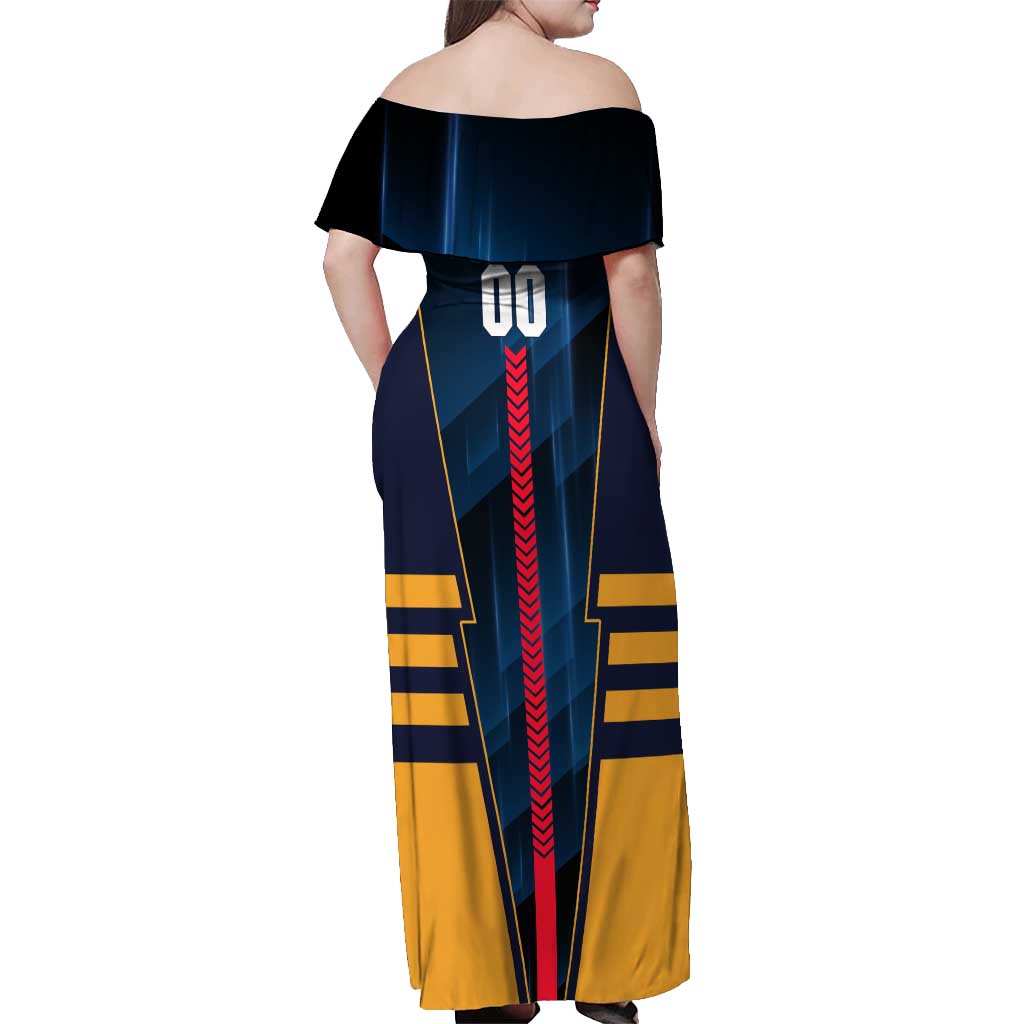 Personalized Adelaide Crows Off Shoulder Maxi Dress Modern Geometric Sports Graphic Style