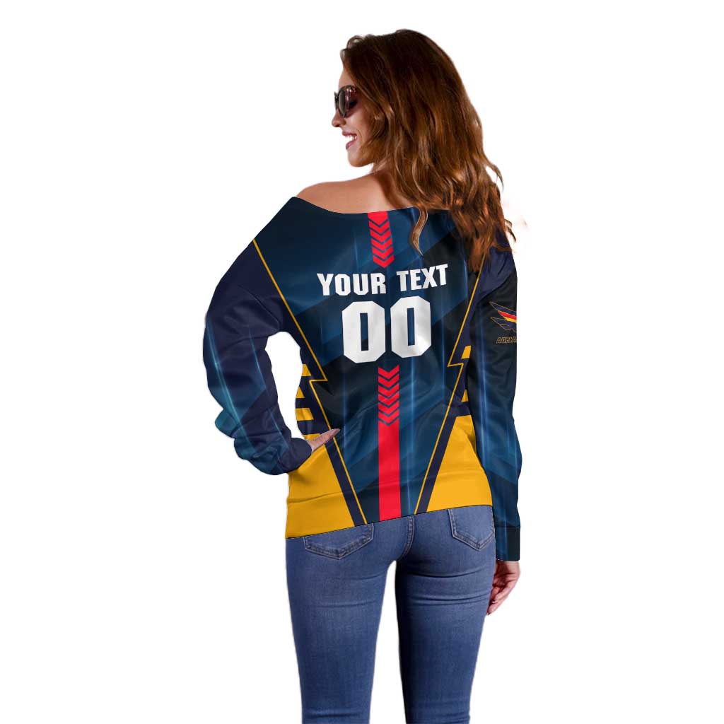 Personalized Adelaide Crows Off Shoulder Sweater Modern Geometric Sports Graphic Style