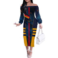 Personalized Adelaide Crows Off The Shoulder Long Sleeve Dress Modern Geometric Sports Graphic Style