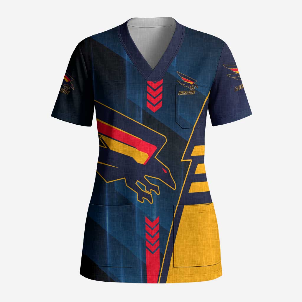 Personalized Adelaide Crows Scrub Top Modern Geometric Sports Graphic Style