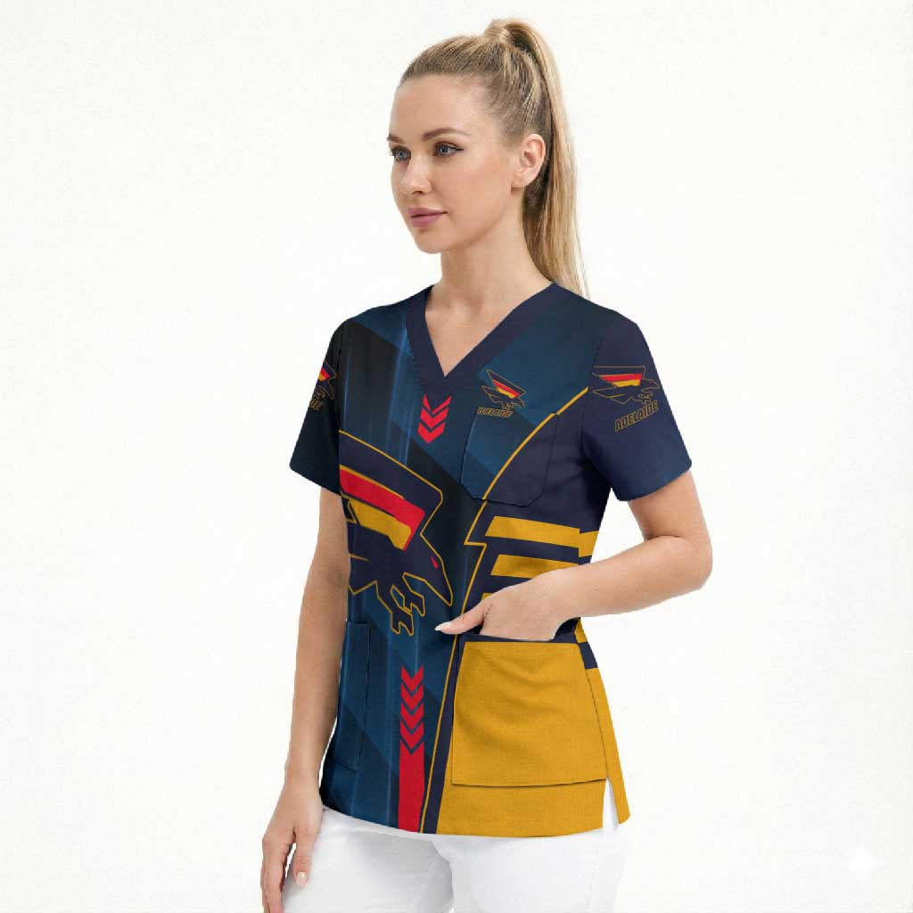 Personalized Adelaide Crows Scrub Top Modern Geometric Sports Graphic Style