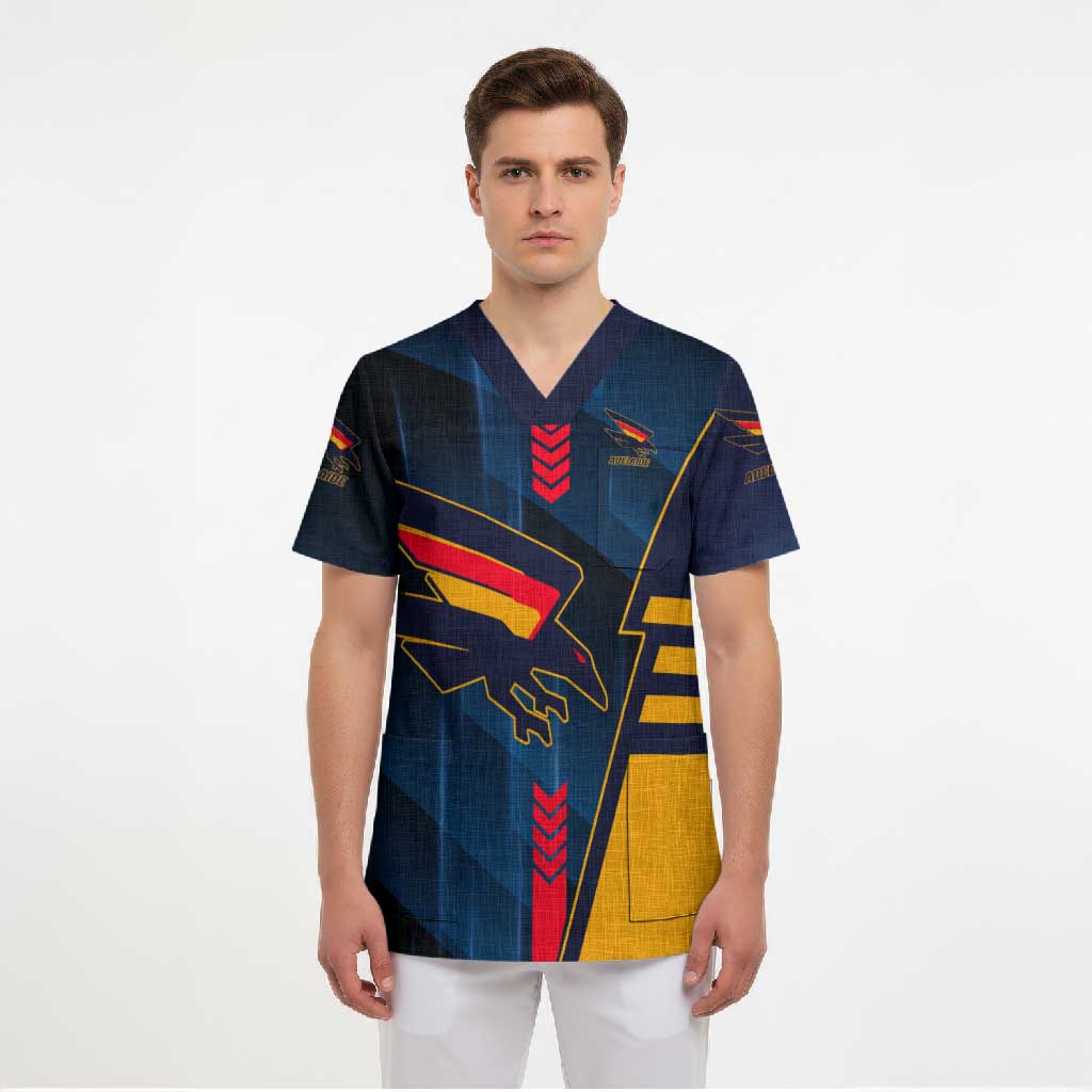 Personalized Adelaide Crows Scrub Top Modern Geometric Sports Graphic Style