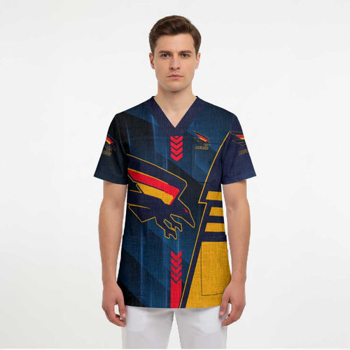 Personalized Adelaide Crows Scrub Top Modern Geometric Sports Graphic Style